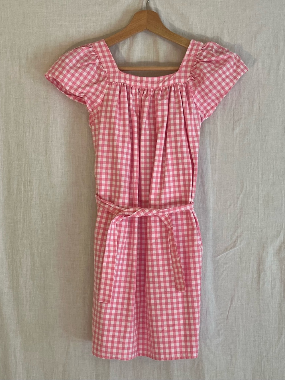 Maggie Breen Girls Pink Gingham Tie-Waist Casual Dress